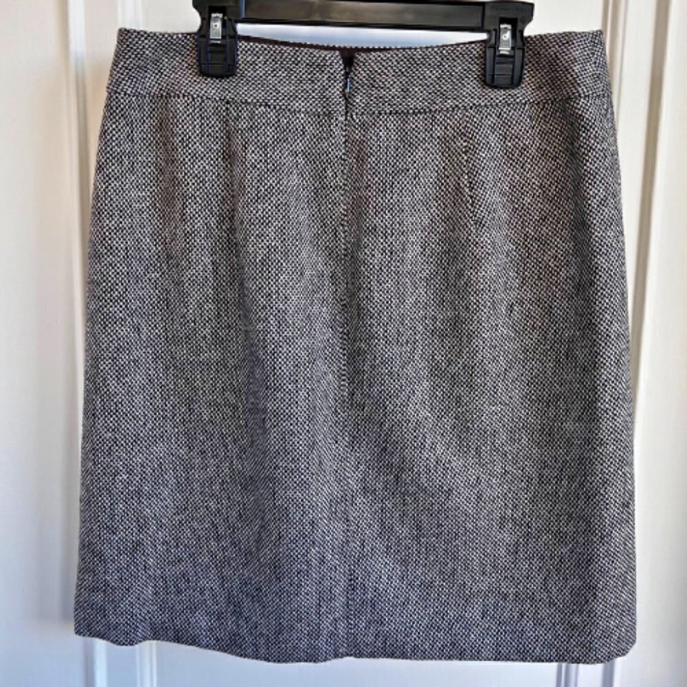 BANANA REPUBLIC Tweed Wool Blend Blackish Brown & White Pencil Skirt Size 4 - Picture 5 of 11